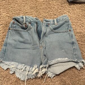 Levi's Light Blue Frayed Jean Shorts